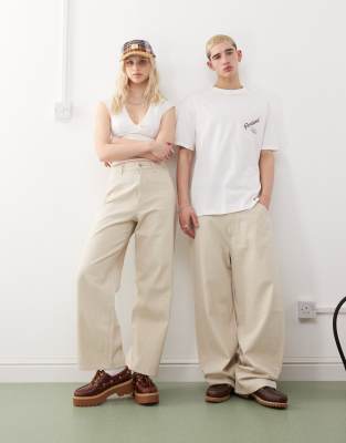 Weekday - Astro - Unisex-Hose aus Leinenmix in Beige-Neutral