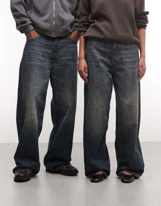 Weekday Astro unisex jeans med låg midja och baggy passform i blekt blå, 2 av 5
