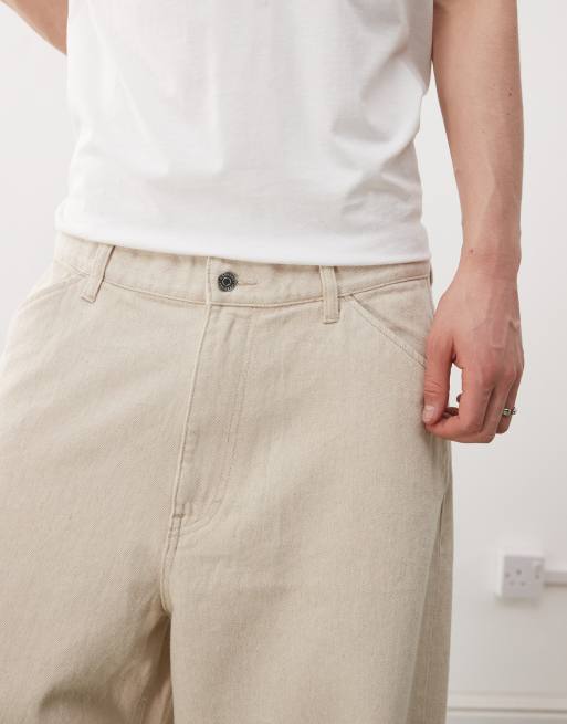 Weekday Astro Unisex linen blend pants in beige, 3 of 5