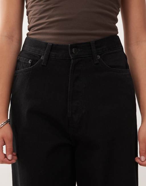 Weekday Astro Unisex low rise baggy fit jeans in black rinse wash