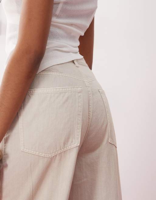 油彩『Weekday Off』 Weekday Astro unisex low rise baggy fit jeans in dirty beige
