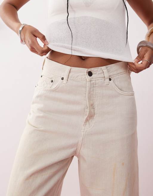 油彩『Weekday Off』 Weekday Astro unisex low rise baggy fit jeans in dirty beige