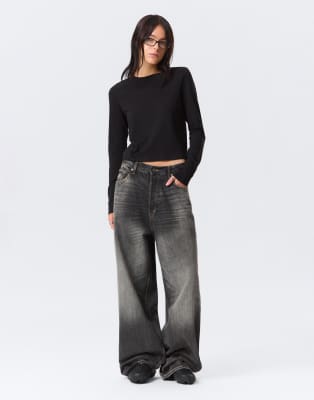 Weekday Astro Unisex Low Rise Baggy Fit Jeans In Black