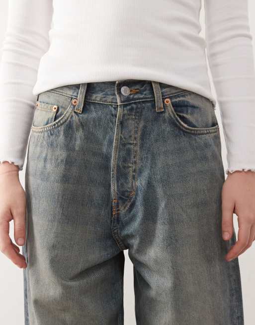 Weekday Astro unisex low rise baggy fit jeans in washed out blue, 5 of 5