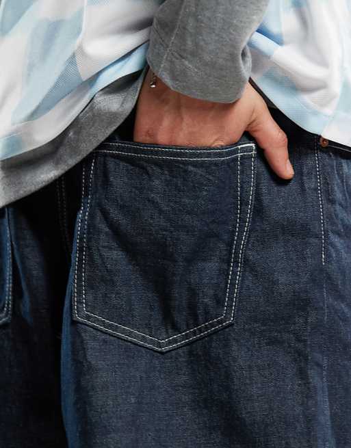 Weekday Astro Unisex low rise loose fit baggy jeans in blue Weekday Astro Unisex low rise loose fit baggy jeans in blue
