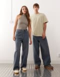 [Weekday] Weekday Astro Unisex low rise loose fit baggy jeans in dusty blue wash W28 L30 Blue One