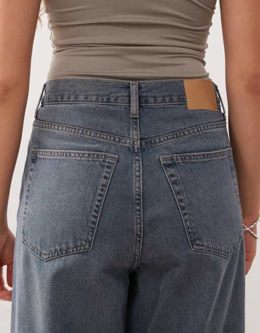 Weekday Astro Unisex low rise loose fit baggy jeans in dusty blue wash