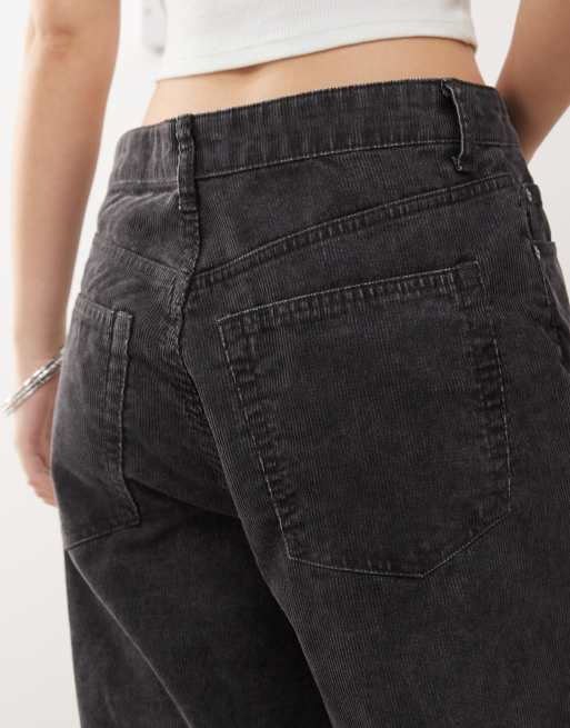 Weekday Astro Unisex wide leg cord pants in black