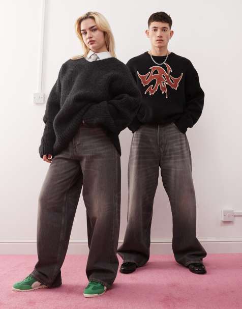 Weekday - Astro - Vasket grå unisex-jeans med lav talje i løstsiddende pasform - view 1