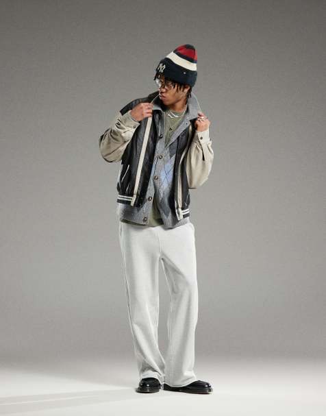 Weekday Astro wide leg joggers in grey melange - view 1