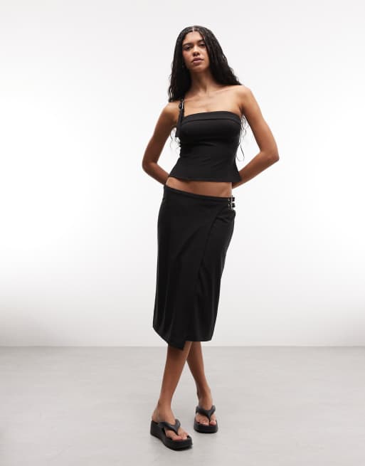 Weekday asymmetric buckle top co-ord in black, 2 of 4