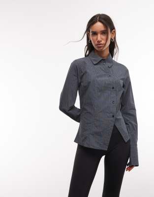 Weekday Asymmetric Detail Shirt In Blue