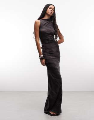 Weekday asymmetric maxi dress in black zebra print