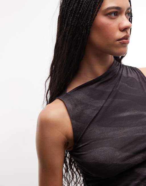 Weekday asymmetric maxi dress in black zebra print, 3 of 4