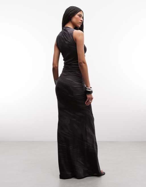 Weekday asymmetric maxi dress in black zebra print, 4 of 4