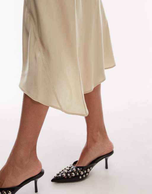 Weekday asymmetric satin skirt in beige, 5 of 5