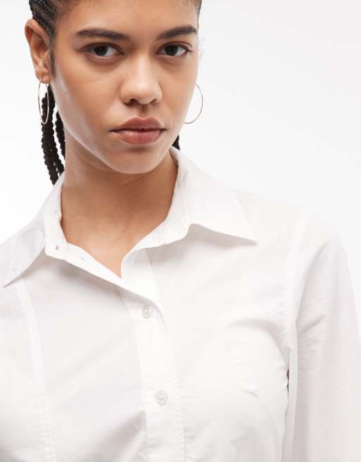 Weekday asymmetric shirt with slit detail in white, 3 of 4