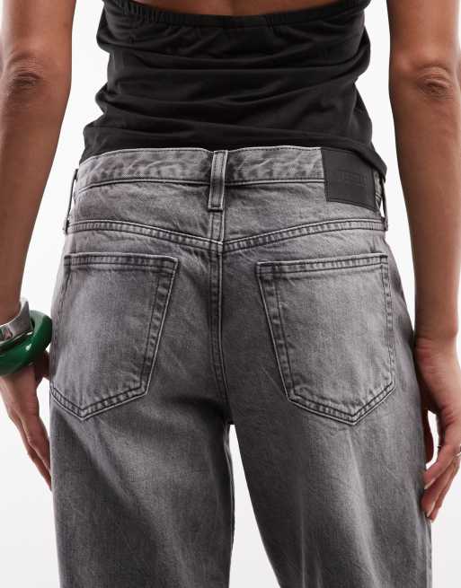 Weekday - Aura - Jeans bootcut a vita bassa comodi nero slavato, 4 di 5