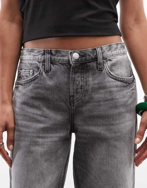 Weekday Aura low rise relaxed bootcut jeans in faded black, 5 of 5