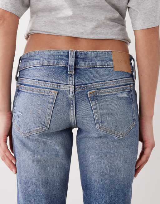 Weekday – Ausgestellte Bootcut-Jeans in Mittelblau im Used-Look, 4 von 5