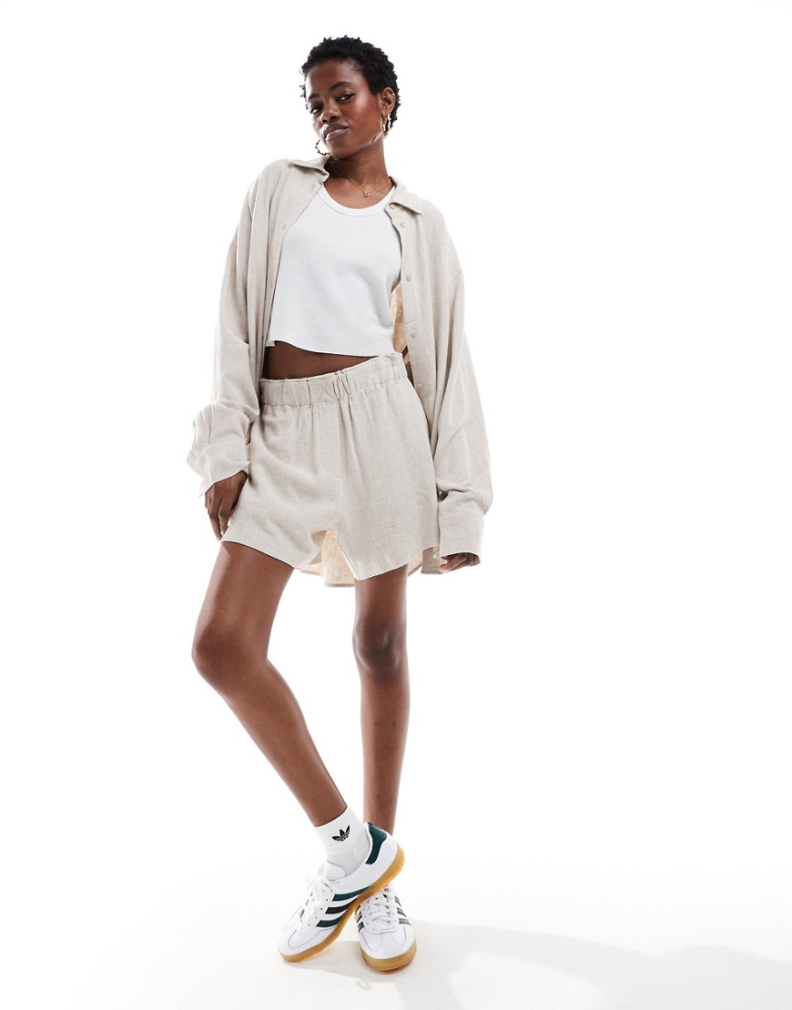 Weekday Ava Linen Mix Shorts In Off-white - Part Of A Set