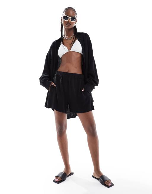 Weekday - Ava - Short d'ensemble en lin mélangé - Noir