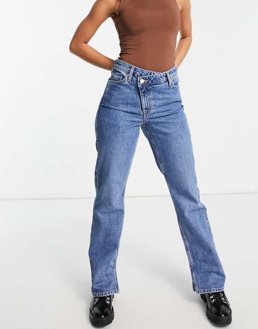 Weekday – Avery – Blå bomullsjeans - MBLUE