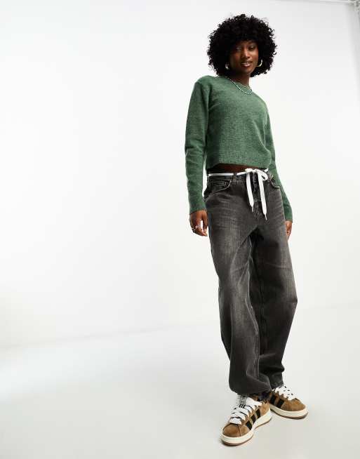 Weekday Ayla knitted jumper in green melange ASOS