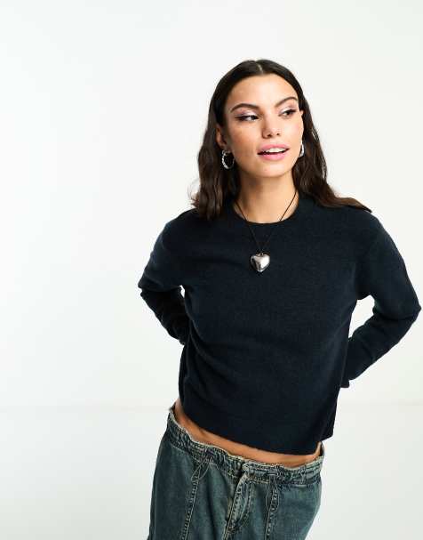 Weekday Ayla knitted jumper in navy melange - view 1