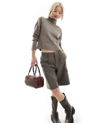 Weekday Ayla Turtleneck Jumper In Mole Melange-Grey
