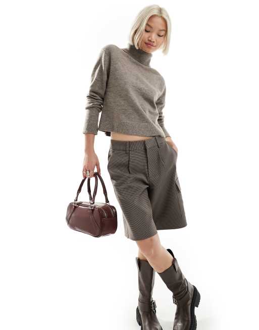 Weekday Ayla turtleneck jumper in mole melange