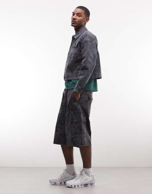 Weekday - Baggy cargoshort in marineblauwe camouflageprint, deel van co-ord set, 3 van 5