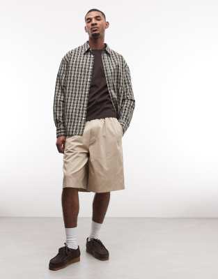 Weekday Baggy Fit Chinos Shorts In Brown
