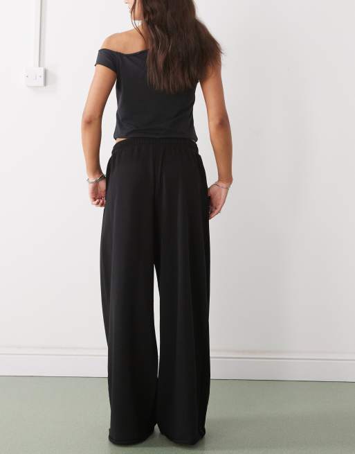 Weekday baggy wide leg sweatpants in black, 3 of 5