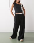 [Weekday] Weekday baggy wide leg trackies in black XS Black
