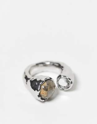 Weekday - Bague ornée de deux pierres - Argenté