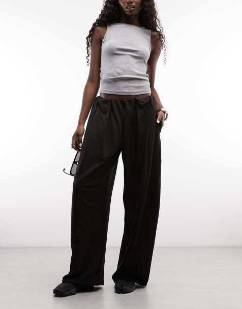Weekday balloon fit broek met wijde pijpen en plooien in zwart - view 1