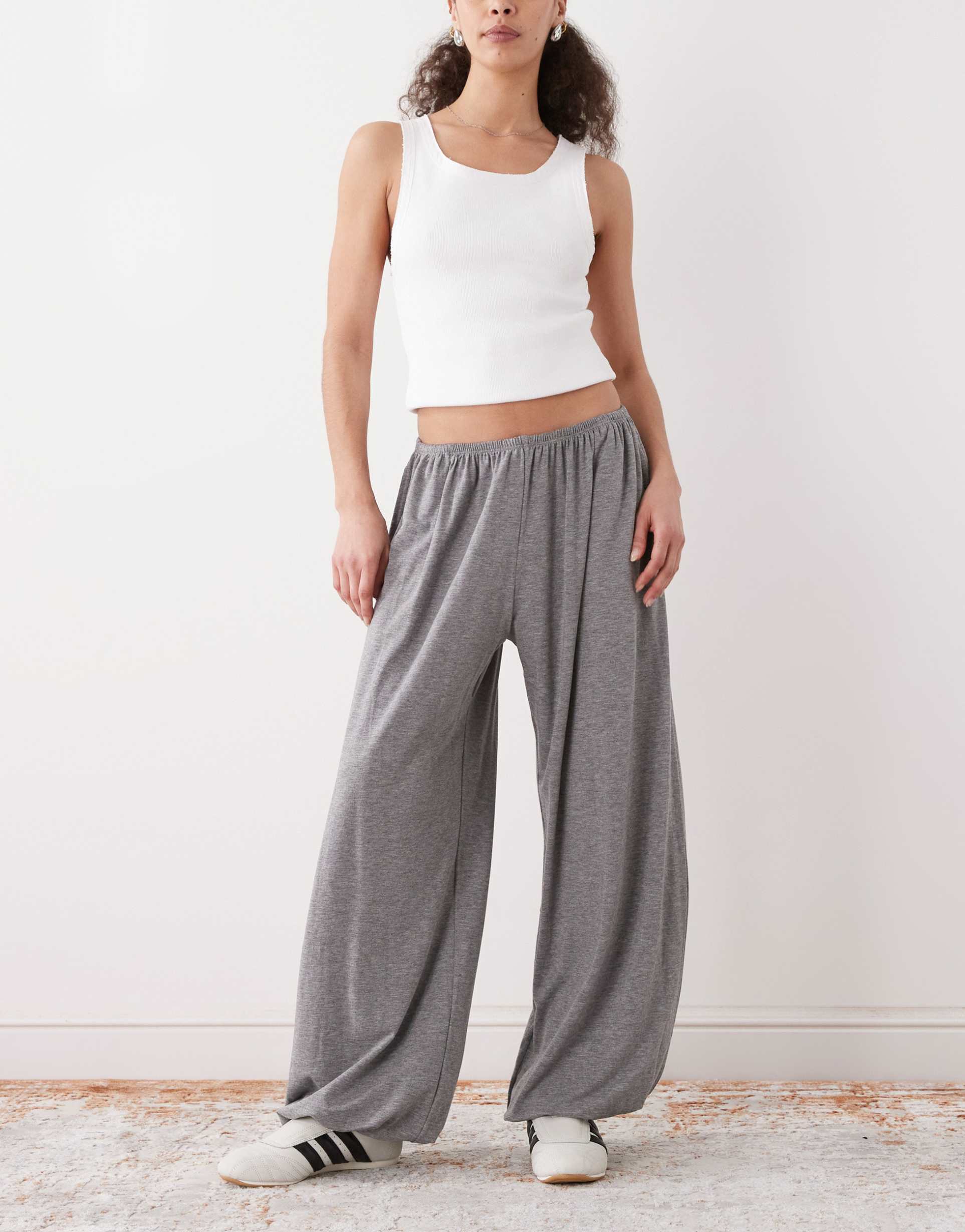 weekday balloon fit pants in heather gray