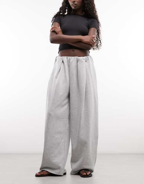 Weekday Balloon-Fit Wide-Leg-Hose mit Falten in Grau-Melange - view 1