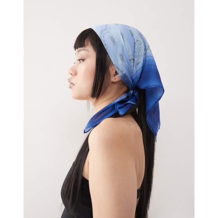 Weekday bandana print head scarf in blue ASOS