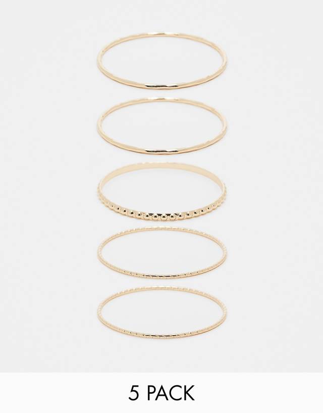 Weekday - bangle bracelet 5-pack in gold