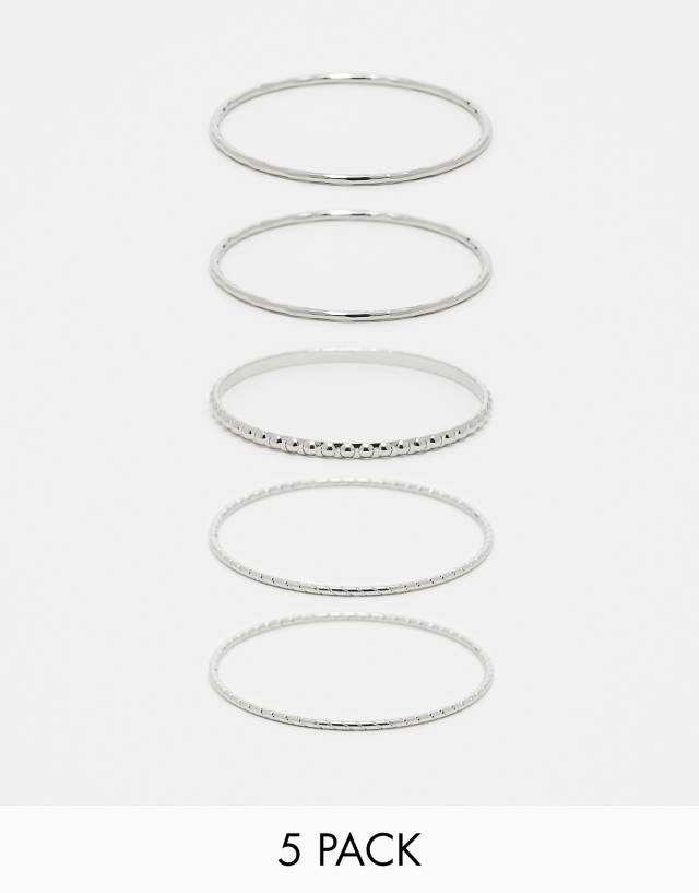 Weekday - bangle bracelet 5-pack in silver