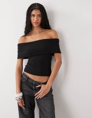 Weekday Bardot Top In Black