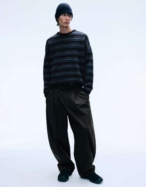 Weekday barrel leg chino trousers in brown check