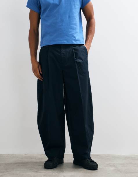 Weekday barrel leg chino trousers in navy - view 1