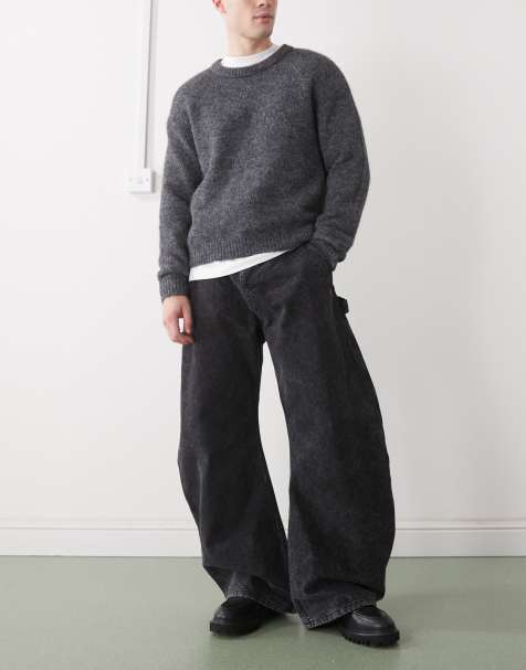 Weekday – Barrel-Leg-Hose in verwaschenem Schwarz mit Workwear-Design - view 1