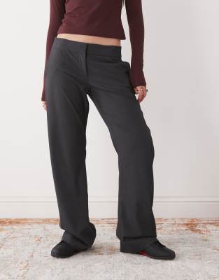 Weekday Barrel Leg Tailored Pants In Gray