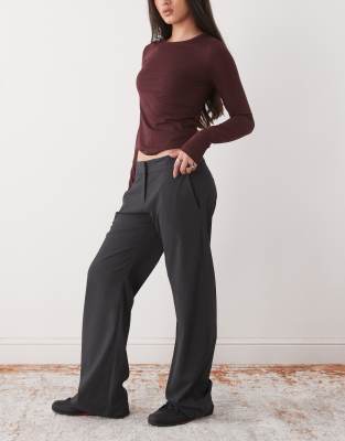 Weekday Barrel Leg Tailored Pants In Gray