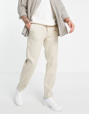 Weekday barrel denim trousers in beige - ASOS Price Checker
