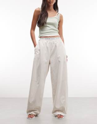Weekday Barrel Parachute Pants In White